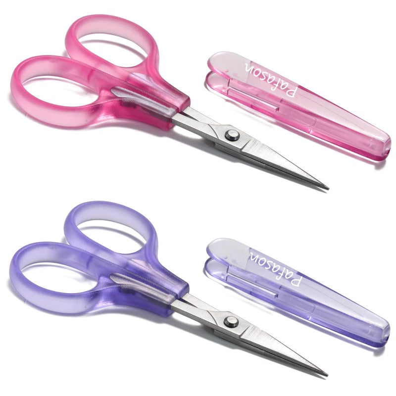 PAFASON Highly Precise Craft Scissor Set 2 PC Straight for Scrapbooking Quilting Sewing Knitting Embroidery Cross Stitch Crochet Thread Yarn Paper Fabric Detail Cutting Stainless Steel, Safety Case - Image 1